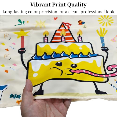 Beige 2 Pack Happy Birthday Chair Back Covers for Parties, 19.7" x 23.6" Polyester Slipcovers