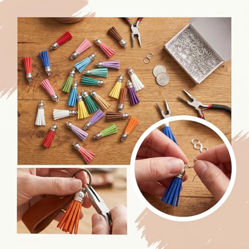 Youbay Leather Tassel Keychain Charm Set - 50 Pieces in 25 Colors