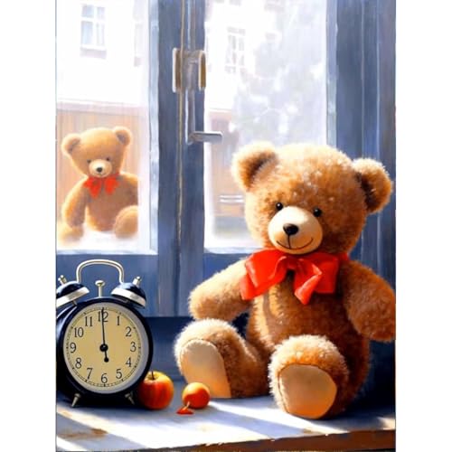 5D Diamond Art Kit - Bear Mosaic Painting, 12x16 Inch DIY