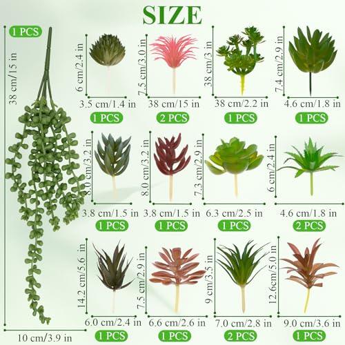 16 Pcs Artificial Succulent Plants Assortment for DIY Crafts and Home Decor