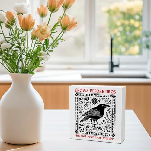 Funny Crow Decor - 5x5 Inch Motivation Gift for Home & Office