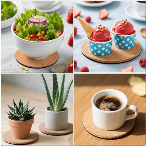 8-Inch Cork Plant Coasters - Set of 3, Super Absorbent & Waterproof