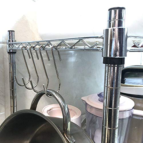 Angelkiss 3.7" Heavy-Duty S Hooks for Wire Shelving - 7 Pack, Rust-Proof