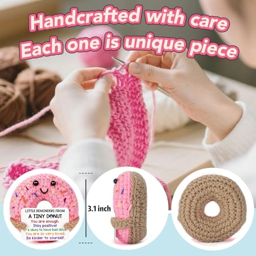 Cute Positive Donut Plush - Uplifting Crochet Gift for Friends