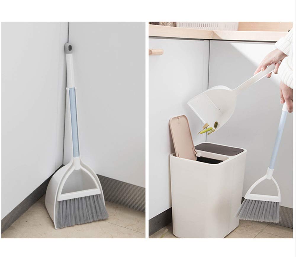 Qidiwin Mini Broom and Dustpan, Home Kitchen Sweeping for Kids(White+Gray)