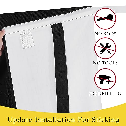 NICETOWN 30" x 72" Jet Black Faux Linen Blackout Curtain Panel