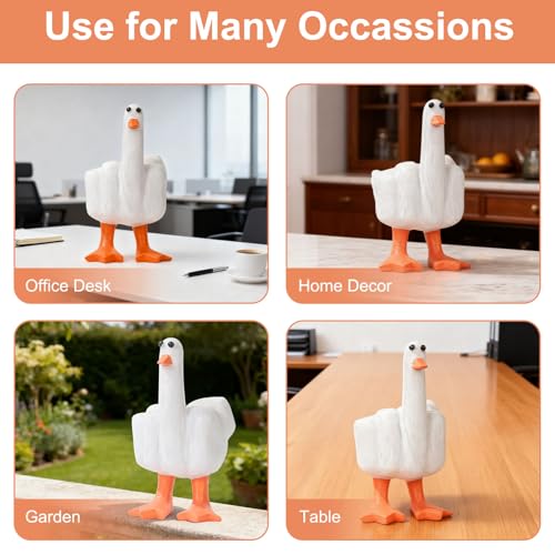 Funny Middle Finger Duck Statue Resin Desk Decor Halloween Gag Gift