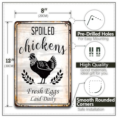 Funny Chicken Coop Metal Sign Fresh Eggs Laid Daily 8x12 Inch Rustic Decor