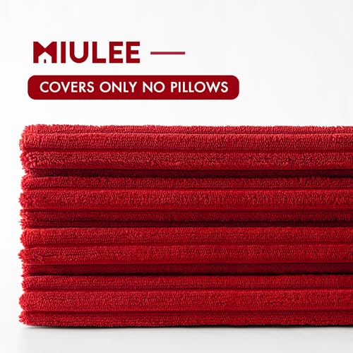 MIULEE Red Corduroy Throw Pillow Covers 16x16 Set of 4 - Christmas Decor