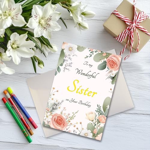 Sister Birthday Card with Gold Foil - Heartfelt Message