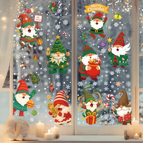 Christmas Elf Window Clings Reusable Static Glass Decals