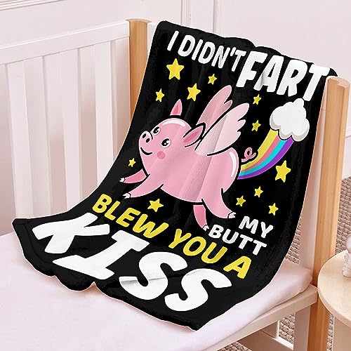 Funny Pig Blanket Twin Size 60x80 Inches Soft Flannel Throw for Kids Adults Gift