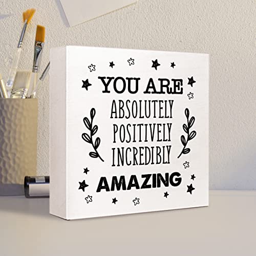 Inspirational Wooden Block Sign for Desk Decor - 5x5 Inches