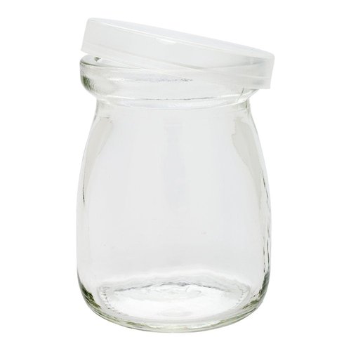 Restaurantware 3.5-OZ Glass Jars for Yogurt Milk Parfait and Pudding: Perfect for Bakeries Buffets Breakfast Bars and Restaurants - Yogurt Maker Glass Replacement Jar with Plastic Cap - 100-CT