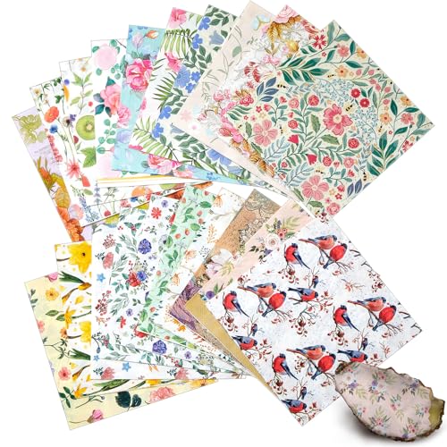 Crtiin 20 Pack Floral Cocktail Napkins for Parties & Crafts