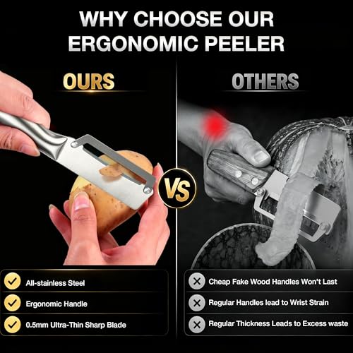 Stainless Steel Vegetable Peeler with Ergonomic Handle - Fast & Efficient