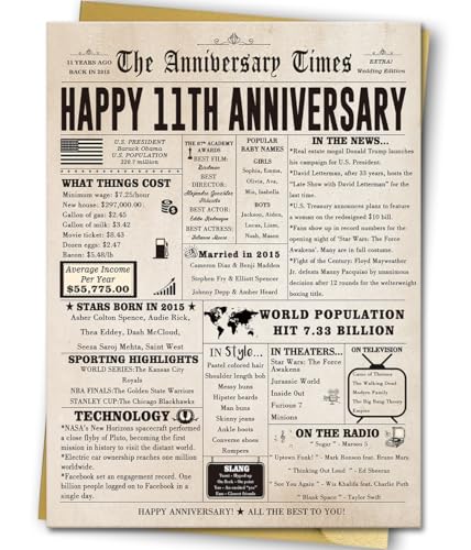 Jumbo 11th Anniversary Card for Wife or Husband | Romantic Gift
