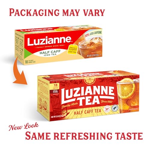 Luzianne Half Caff Iced Tea Bags, Family Size, 18ct (Pack of 6)