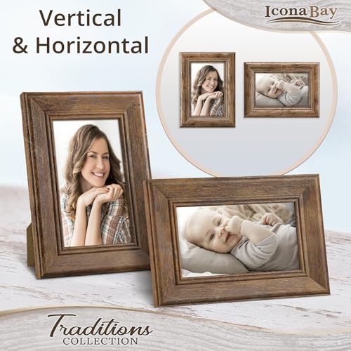 Chestnut Brown 4x6 Picture Frame - Rustic Wood Pattern