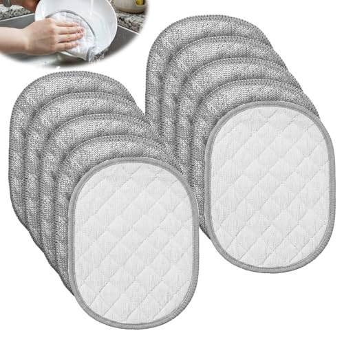Bremorou 10 Pcs Stainless Steel Double-Sided Dishwashing Rags Non-Scratch Kitchen Cloths