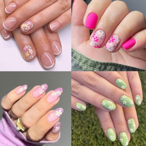 30 Sheets Flower Nail Art Stickers 3D Colorful Floral Daisy Decals
