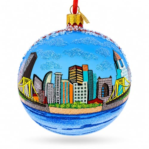 German Glass Hand-Painted Christmas Ornament - 4 Inch Holiday Tree Decor