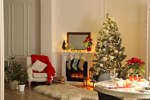 Christmas Stocking with Poodle Artwork - White Suede Feel, 18 Inch
