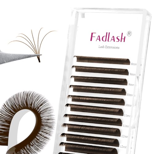 FADLASH Easy Fan Brown Eyelash Extensions D Curl 15-20mm Volume Lashes
