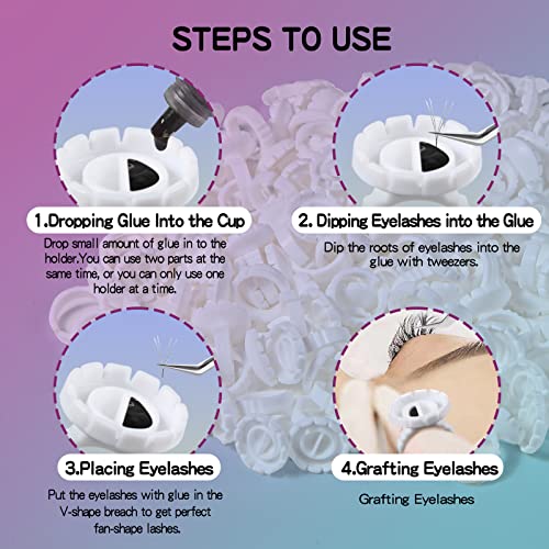 Dimsem Eyelash Extension Glue Rings 100 PCS Adjustable Lash Holders