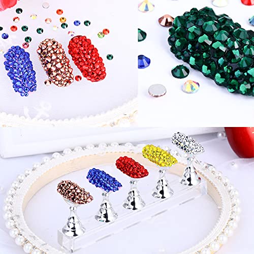 LOOKSEVEN 1728pcs Dark Blue Flatback Glass Nail Rhinestones 3D Crystals