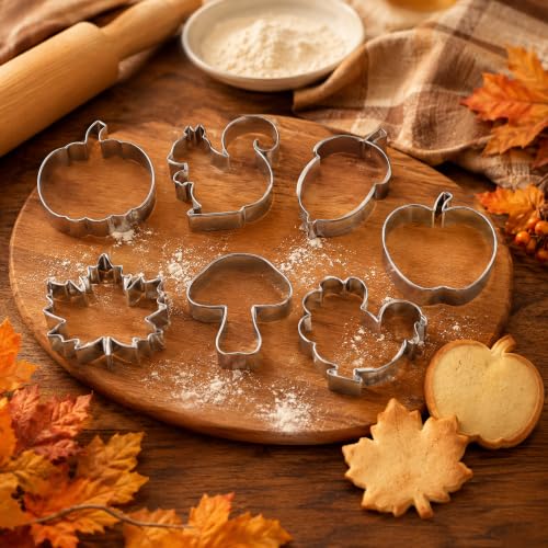 OHOME Fall Cookie Cutters - 7PCS Stainless Steel Thanksgiving Biscuit Molds
