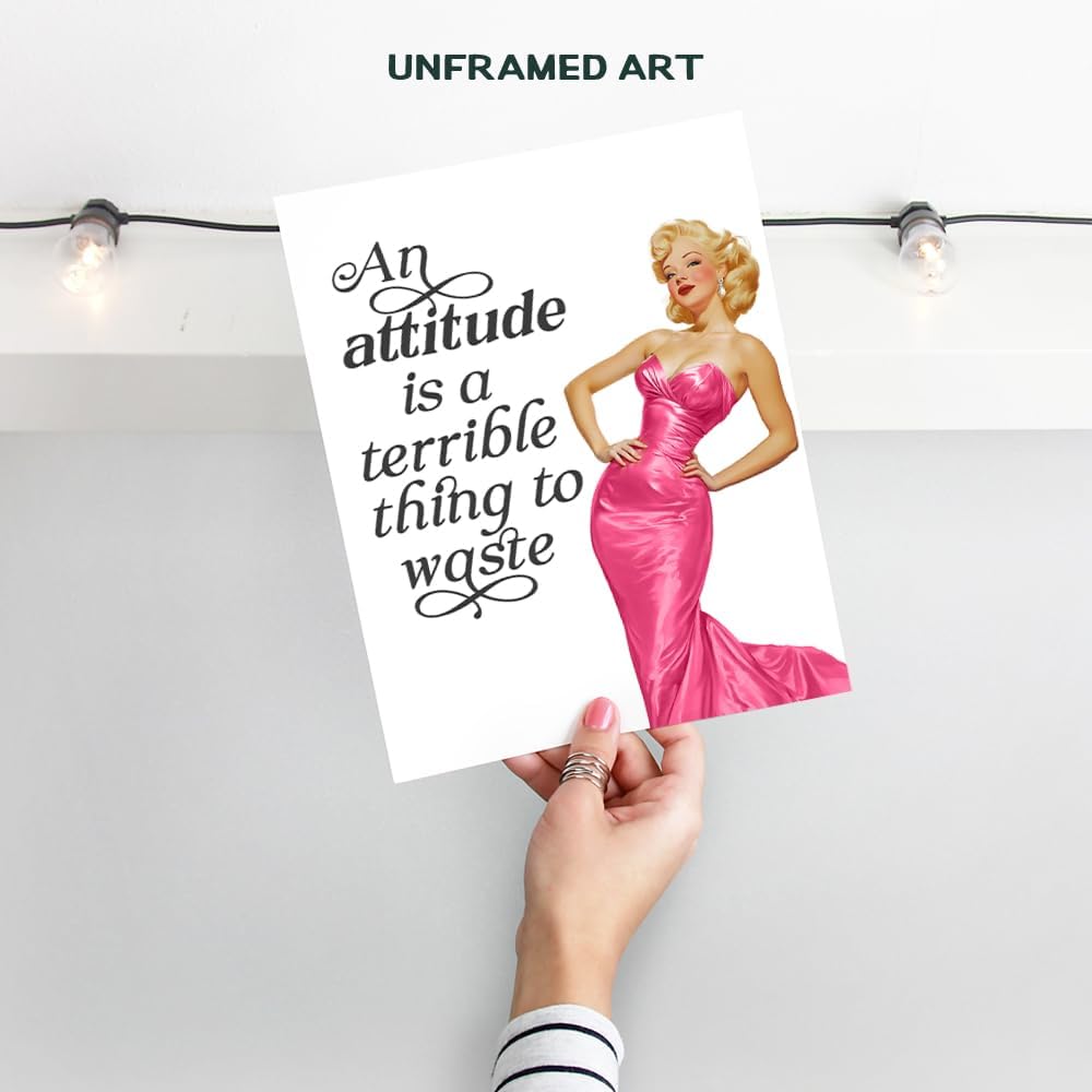 Skiennix Trendy Aesthetic Wall Decor - Pink Vintage Retro Art with Funny Quotes | Chic Home & Bedroom Decor