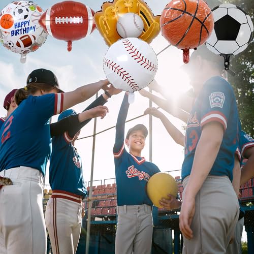 Sports Balloons Set for Birthday Party - Football, Baseball, Basketball & Soccer