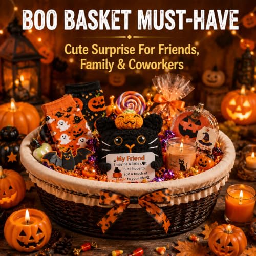 Hixkvpen Halloween Black Cat Gift Basket Stuffer - Cat-friend Variant, Cute & Spooky Decor