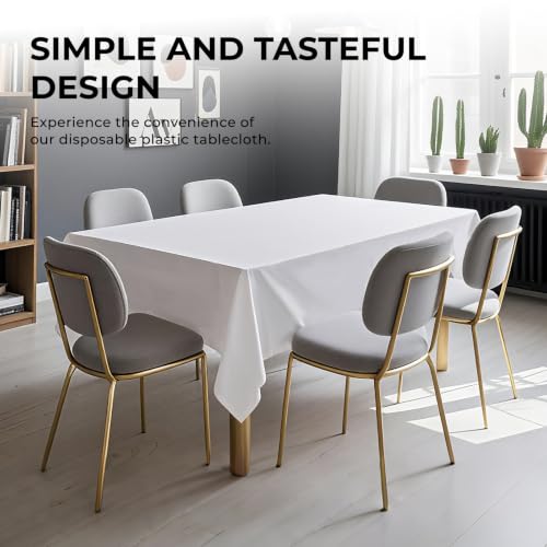 White Disposable Plastic Tablecloths - 3 Pack, 54" x 108"