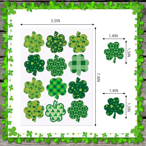 St. Patrick's Day Stickers - 48 Assorted Shamrock Designs
