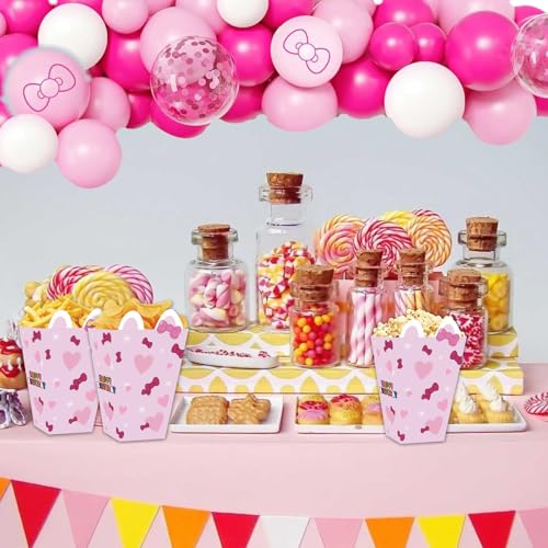 24PCS Pink Cat Party Popcorn Boxes - Durable & Fun Decorations