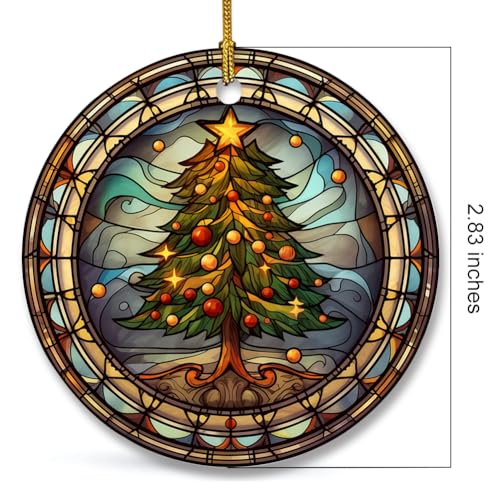 Ceramic Christmas Tree Ornament - Stained Glass Fruit Design