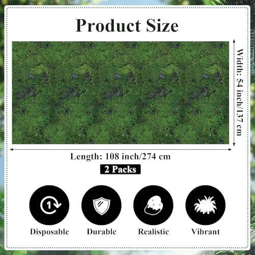 Kochorie Green Moss Plastic Tablecloths - 108 x 54 Inch, 2 Pack