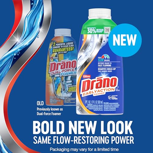 Drano Dual-Force Foamer Drain Clog Remover - Safe for All Pipes & Garbage Disposals, 17 Fl Oz