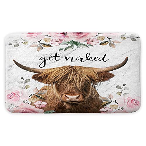 Funny Highland Cow Bath Mat 17x29 Inch - Non-Slip Bathroom Rug