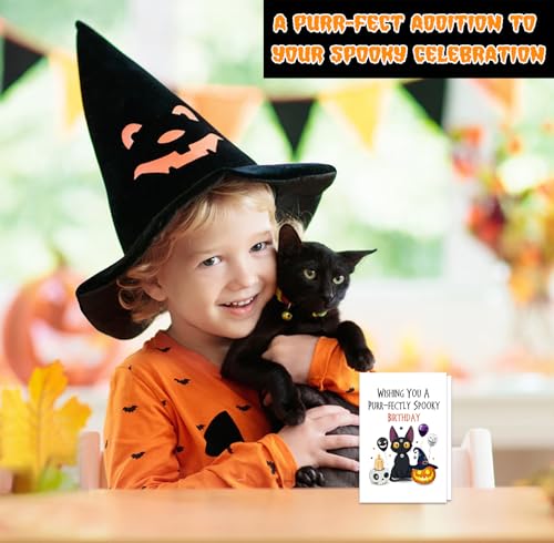 Funny Halloween Birthday Card for Cat Lovers - Spooky Gift