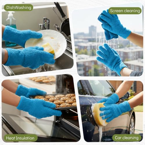 Microfiber Plant Dusting Gloves for Indoor & Outdoor Cleaning