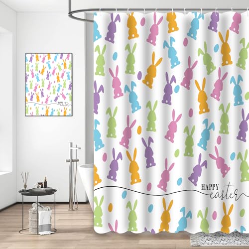 Easter Bunny Shower Curtain Set - Multicolor 72x72 Inches