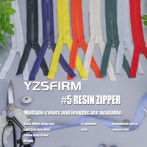 38-Inch #5 Open End Plastic Zippers - 2 Pcs White Jacket Replacement