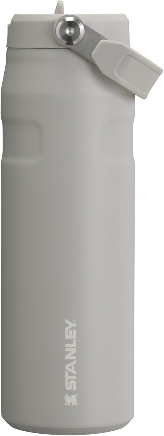 Stanley IceFlow Water Bottle 24 OZ - Insulated Stainless Steel with Built-In Straw | Lightweight & Leak-Resistant | Ash