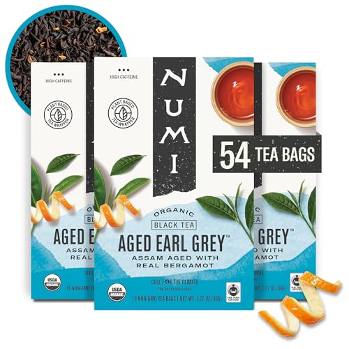 Numi Organic Aged Earl Grey Tea Bags with Real Bergamot - 54 Black Tea Bags