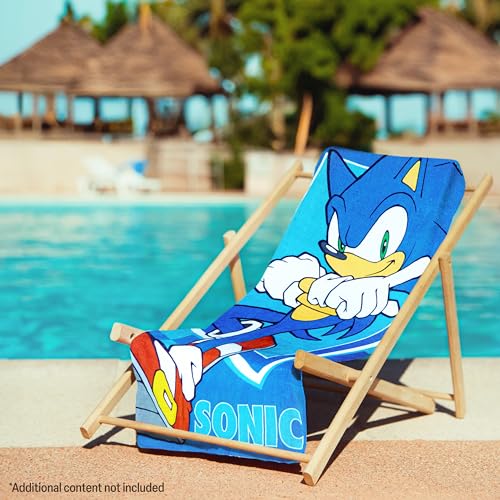 Sonic the Hedgehog Beach Towel for Kids Teenagers Quick Dry Towel for Pool Beach Bath Swimming Travel Essentials 55 x 27"" (Blue, 55x27inch)