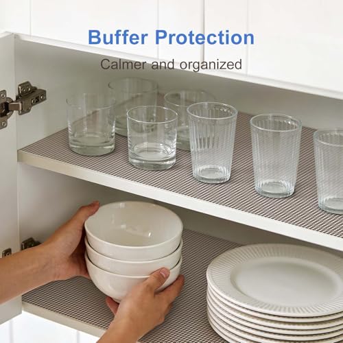 Non-Adhesive Shelf Liner for Kitchen Cabinets - 11.8 in x 9.8 ft - Wheat