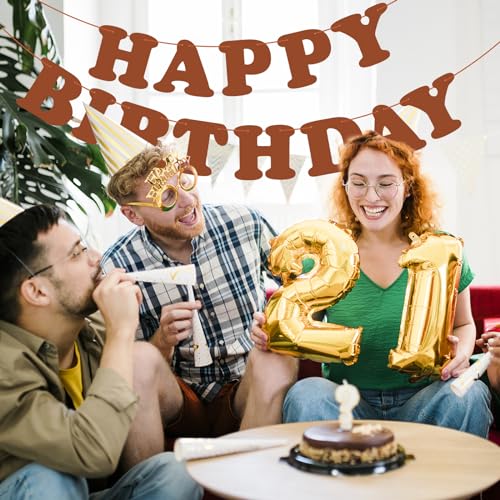 Brown Happy Birthday Banner for Kids & Adults - 13-Piece Set